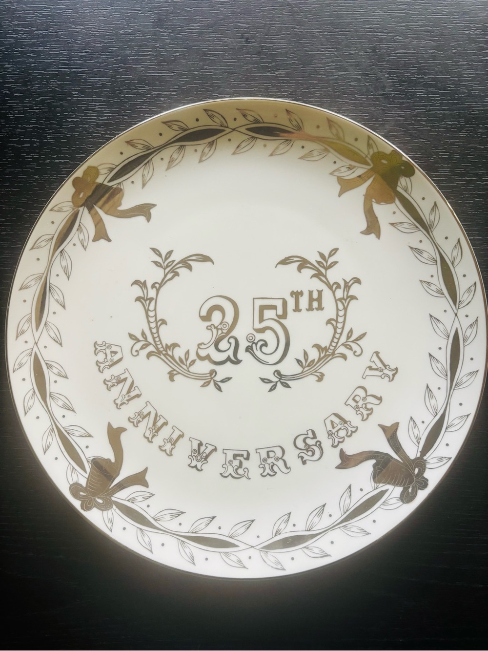 Lefton China 285N Porcelain Plate - White with Silver Rim